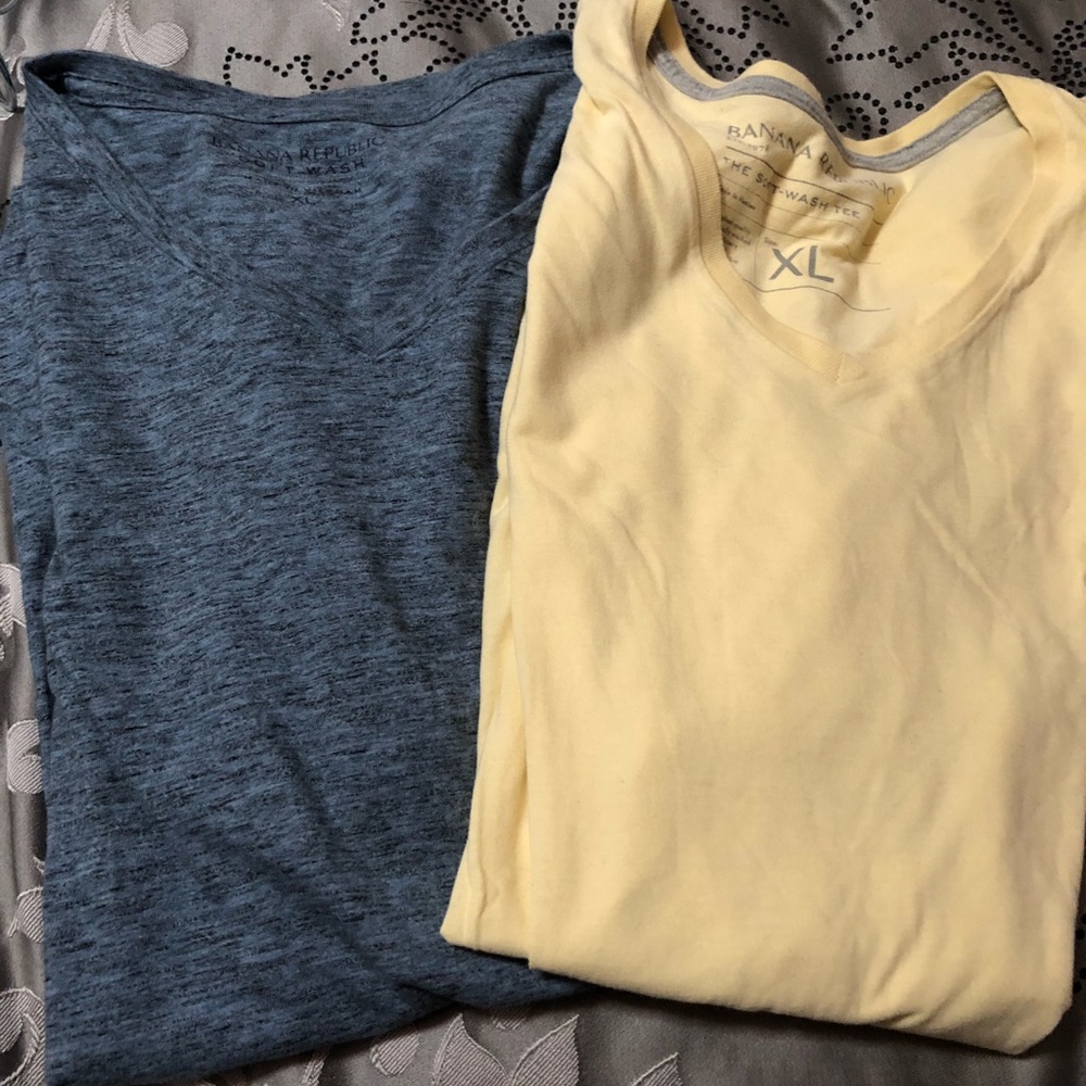 Blue and yellow soft wash t shirts xl